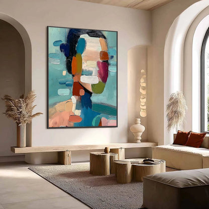 Kaleidoscope: Textured Abstract Portrait Oil Painting Wall Art | Abstract mood, soft natural light studio shot