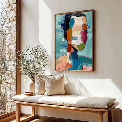 Kaleidoscope: Textured Abstract Portrait Oil Painting Wall Art | multi-color palette, original oil on stretched canvas art