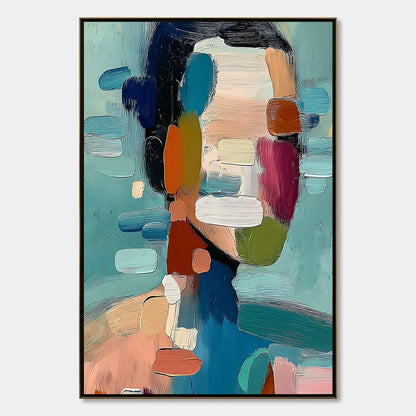 Kaleidoscope: Textured Abstract Portrait Oil Painting Wall Art | hanging in living room, Abstract wall art