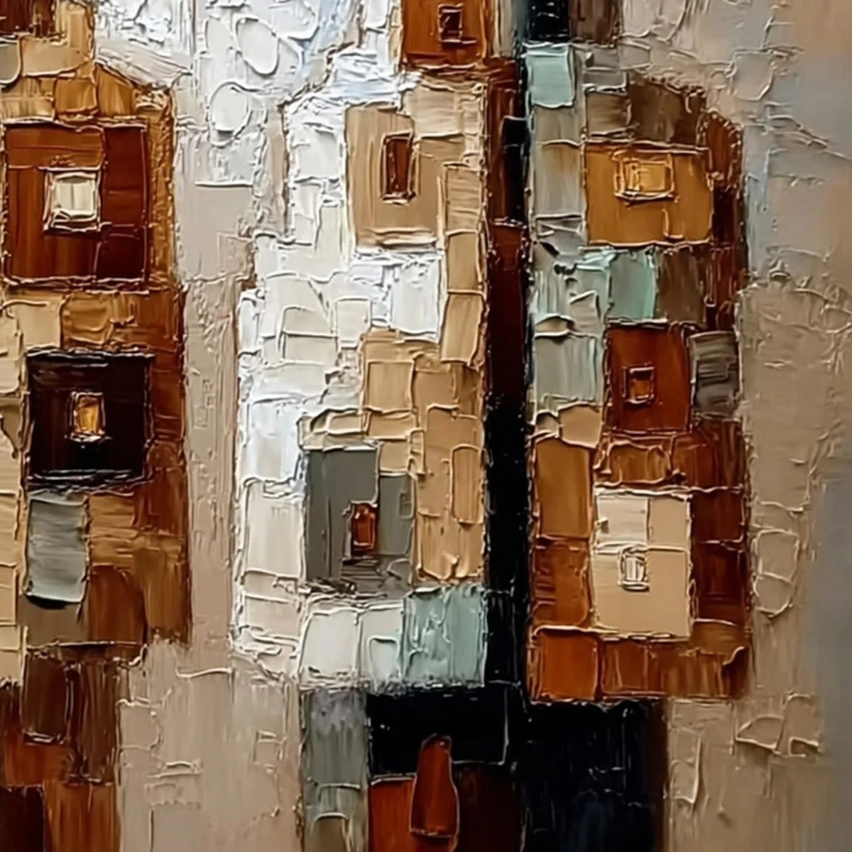 KINDRED: Abstract Figurative Impasto Palette Knife Painting | rectangular format, hand-painted canvas edge