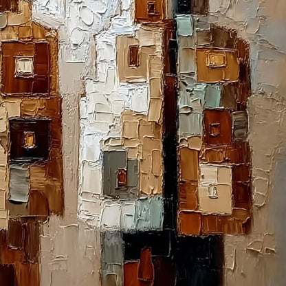 KINDRED: Abstract Figurative Impasto Palette Knife Painting | rectangular format, hand-painted canvas edge