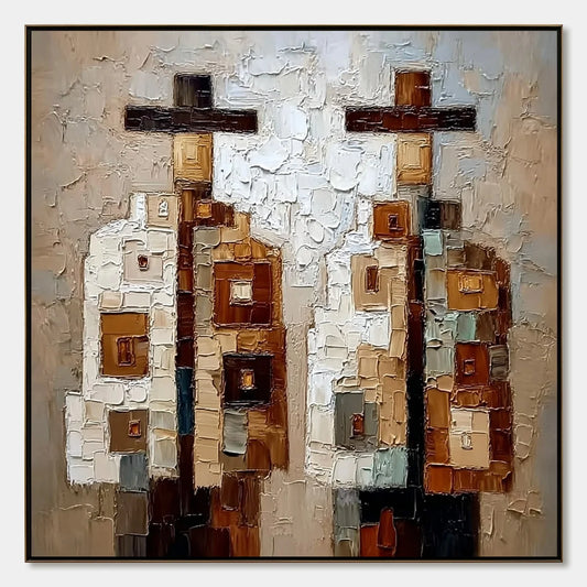 KINDRED: Abstract Figurative Impasto Palette Knife Painting | hanging in living room, Figurative wall art