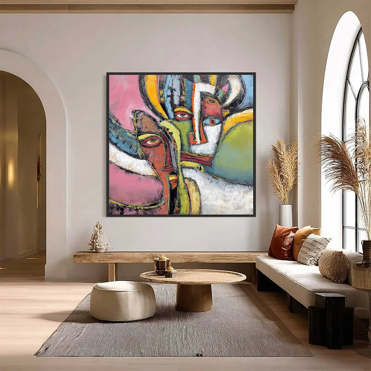 KINDRED SPIRITS: Colorful Abstract Impasto Portrait Oil Painting | Abstract closeup, raised brushwork detail