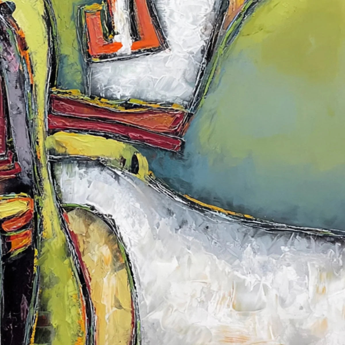 KINDRED SPIRITS: Colorful Abstract Impasto Portrait Oil Painting | rolled canvas, ready for custom framing