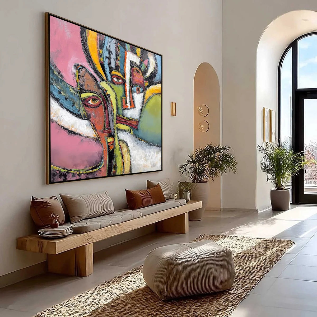 KINDRED SPIRITS: Colorful Abstract Impasto Portrait Oil Painting | Abstract mood, soft natural light studio shot
