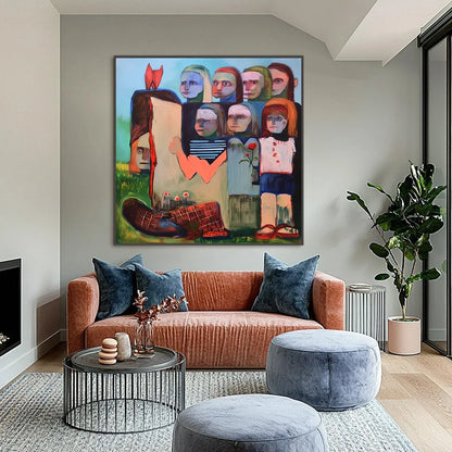 KINDRED SPIRITS: Expressive Figurative Group Portrait Oil Painting | Figurative closeup, raised brushwork detail