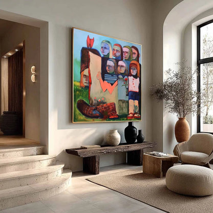 KINDRED SPIRITS: Expressive Figurative Group Portrait Oil Painting | multi-color palette, original oil on stretched canvas art