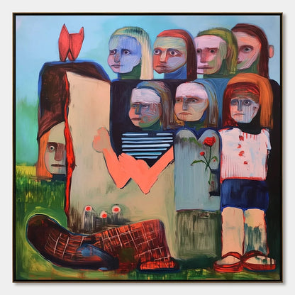 KINDRED SPIRITS: Expressive Figurative Group Portrait Oil Painting | hanging in living room, Figurative wall art