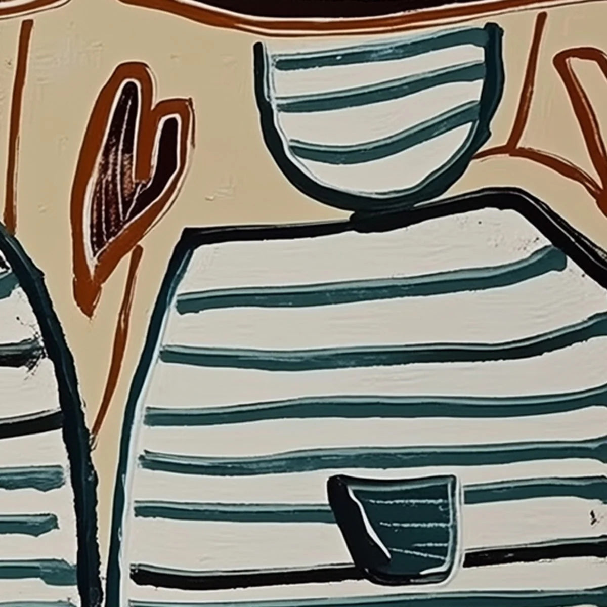 KINDRED SPIRITS: Modern Abstract Figurative Painting of Two Companions | rolled canvas, ready for custom framing