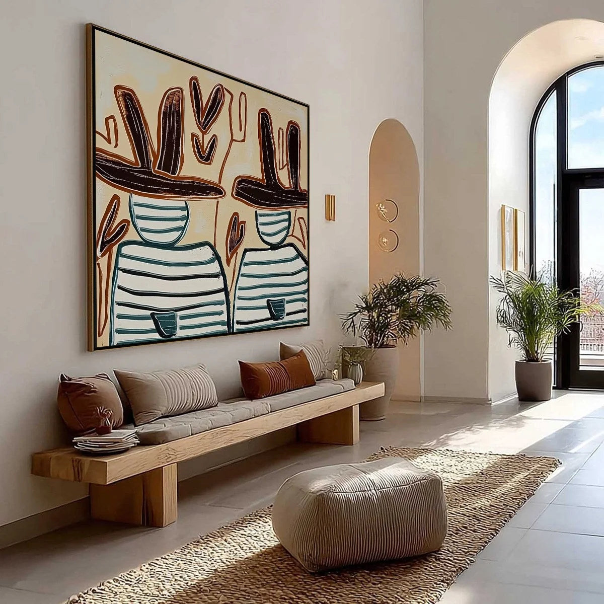 KINDRED SPIRITS: Modern Abstract Figurative Painting of Two Companions | Figurative mood, soft natural light studio shot