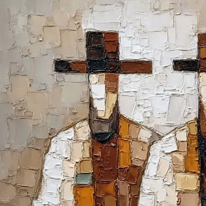 KINDRED SPIRITS: Textured Abstract Figurative Impasto Painting | rectangular format, hand-painted canvas edge