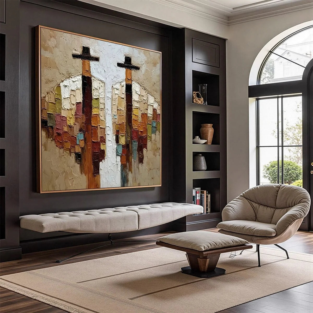 KINDRED SPIRITS: Textured Abstract Figurative Impasto Painting | Figurative mood, soft natural light studio shot