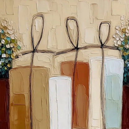 KINDRED SPIRITS: Textured Abstract Figurative Impasto Painting | rectangular format, hand-painted canvas edge