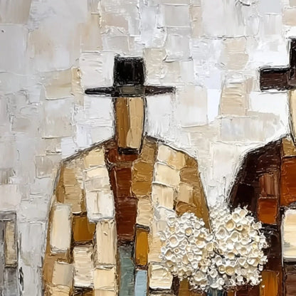 KINDRED SPIRITS: Textured Abstract Figurative Impasto Painting | rectangular format, hand-painted canvas edge