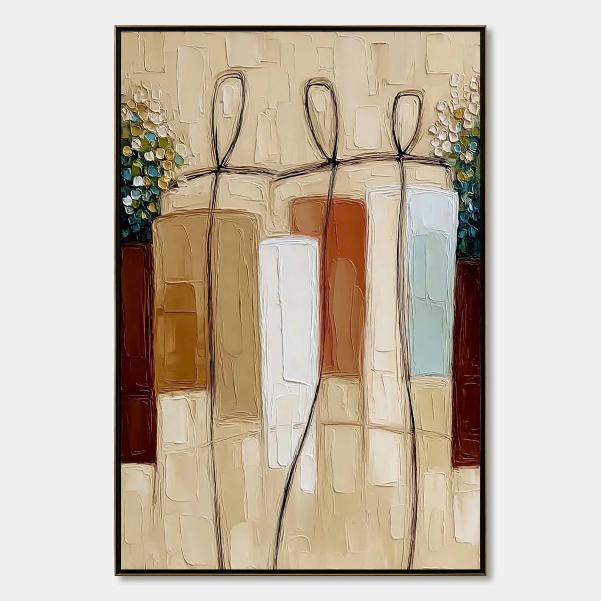 KINDRED SPIRITS: Textured Abstract Figurative Impasto Painting | hanging in living room, Figurative wall art