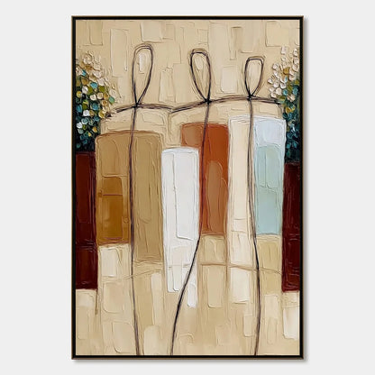 KINDRED SPIRITS: Textured Abstract Figurative Impasto Painting | hanging in living room, Figurative wall art