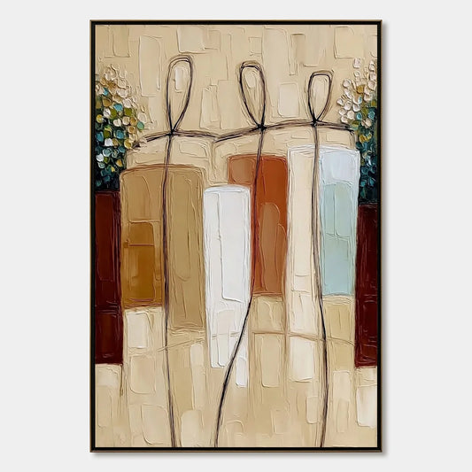 KINDRED SPIRITS: Textured Abstract Figurative Impasto Painting | hanging in living room, Figurative wall art