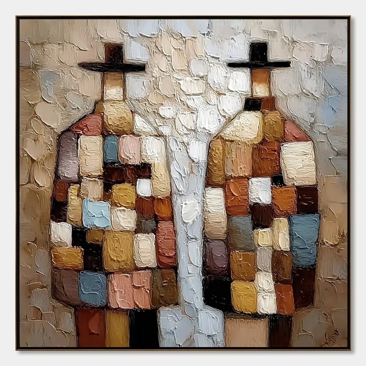 KINDRED SPIRITS: Textured Impasto Figurative Portrait Oil Painting | hanging in living room, Figurative wall art