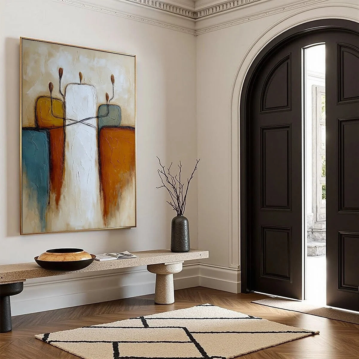 KINDRED: Textured Abstract Figurative Painting of Unity | multi-color palette, original oil on stretched canvas art