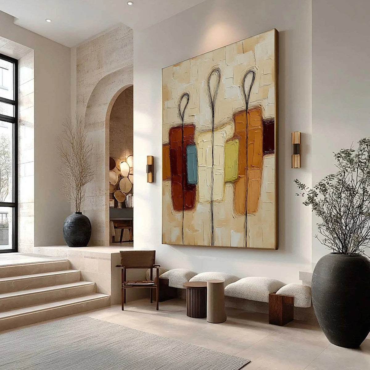 KINSHIP: Textured Abstract Figurative Painting of Three People | multi-color palette, original oil on stretched canvas art