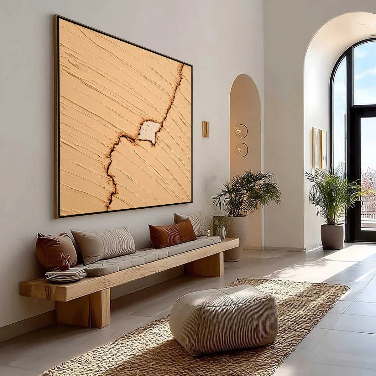 KINTSUGI: Textured Wabi-Sabi Impasto Abstract Painting | Abstract mood, soft natural light studio shot