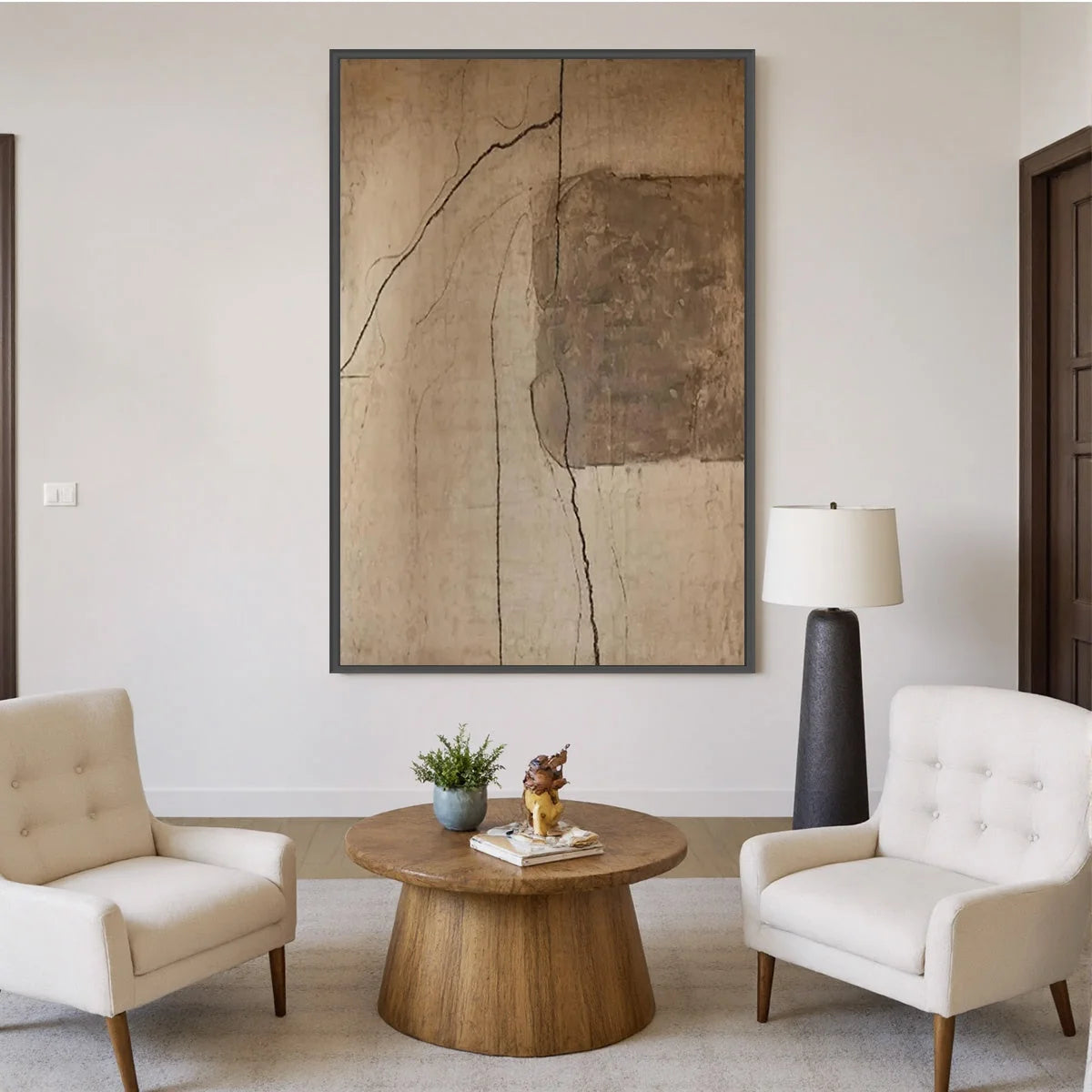 KINTSUGI TRACE: Large Wabi Sabi Textured Abstract Wall Art | Abstract closeup, raised brushwork detail