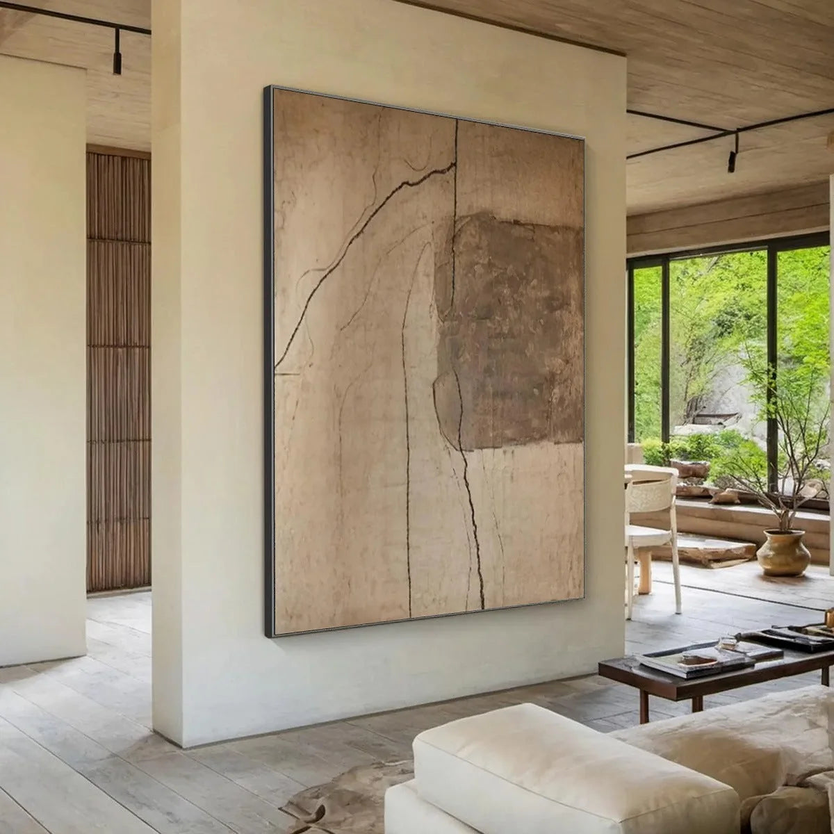 KINTSUGI TRACE: Large Wabi Sabi Textured Abstract Wall Art | Abstract mood, soft natural light studio shot