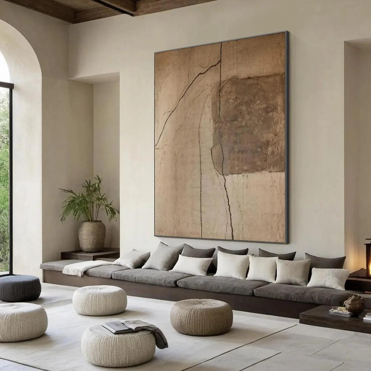 KINTSUGI TRACE: Large Wabi Sabi Textured Abstract Wall Art | multi-color palette, original oil on stretched canvas art
