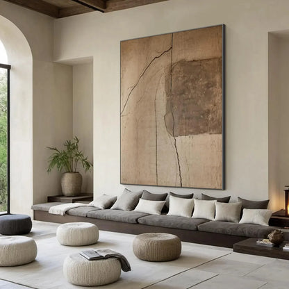 KINTSUGI TRACE: Large Wabi Sabi Textured Abstract Wall Art | multi-color palette, original oil on stretched canvas art