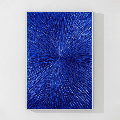 Klein Blue Foil Abstract Textured Flower Art,Royal Blue Painting Luxury Room Wal #11