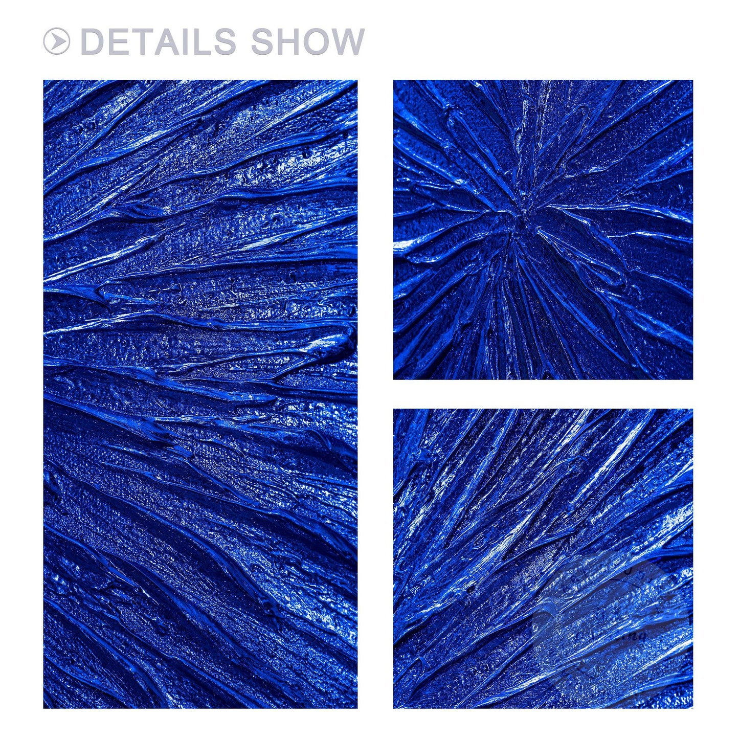 Klein Blue Foil Abstract Textured Flower Art,Royal Blue Painting Luxury Room Wal #7