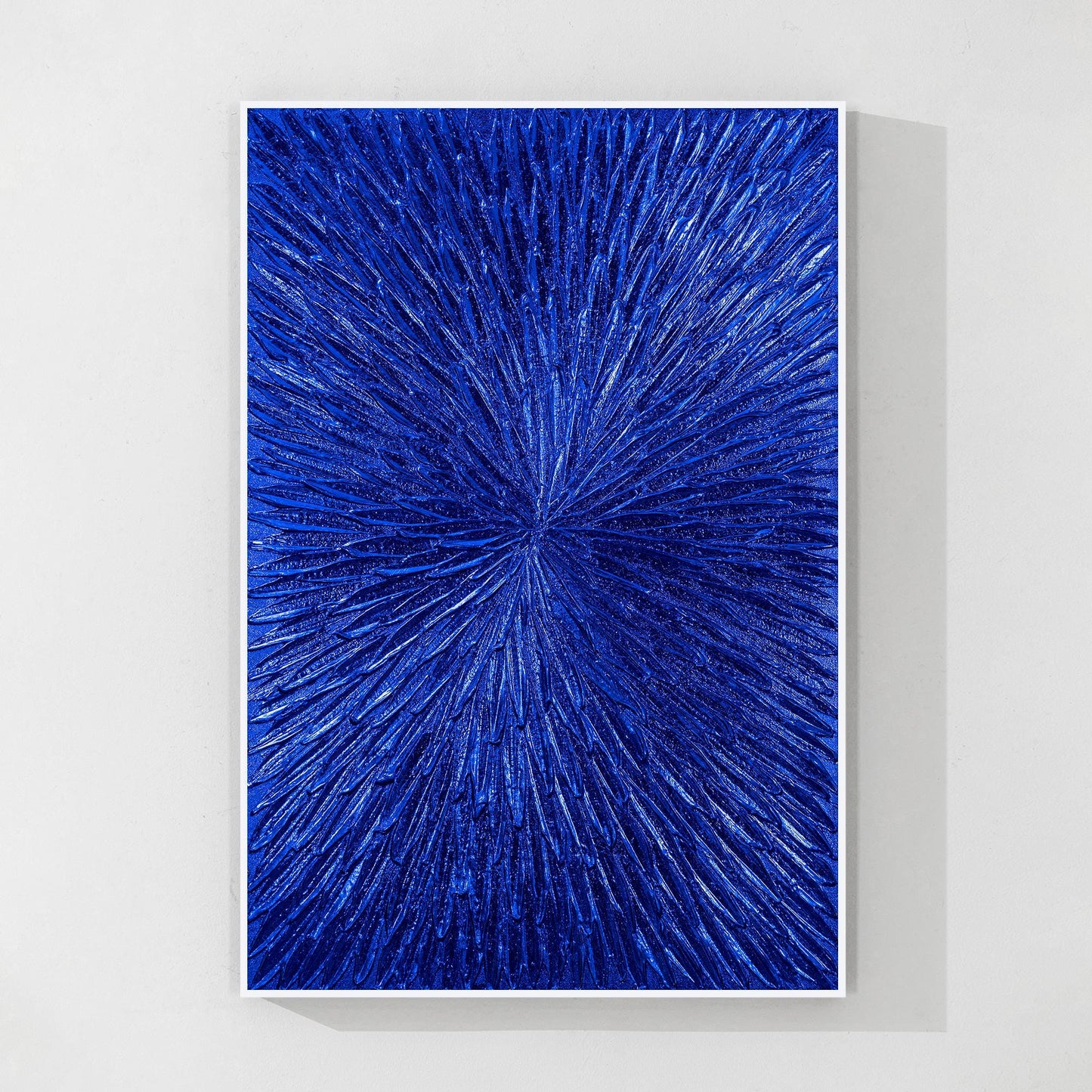 Klein Blue Foil Abstract Textured Flower Art,Royal Blue Painting Luxury Room Wal #10