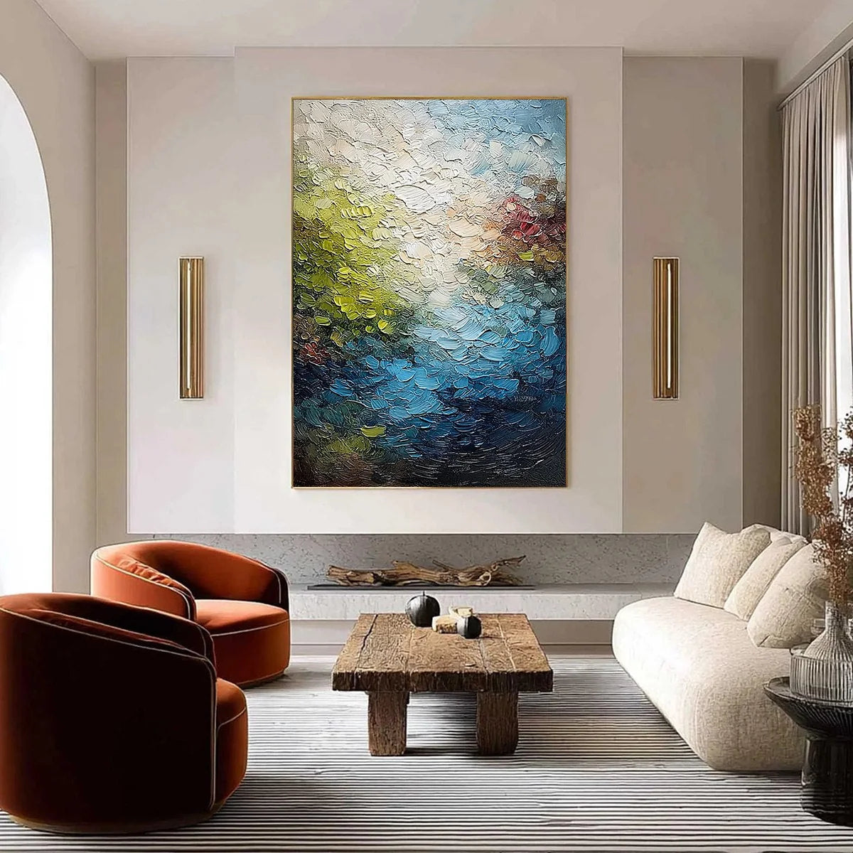 LAKESIDE REVERIE: Textured Abstract Landscape Impasto Oil Painting | Abstract closeup, raised brushwork detail