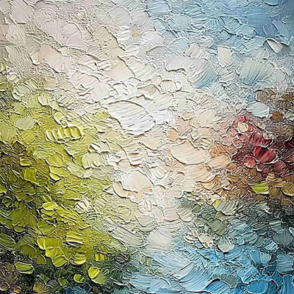 LAKESIDE REVERIE: Textured Abstract Landscape Impasto Oil Painting | rolled canvas, ready for custom framing