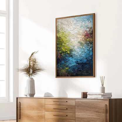 LAKESIDE REVERIE: Textured Abstract Landscape Impasto Oil Painting | multi-color palette, original oil on stretched canvas art