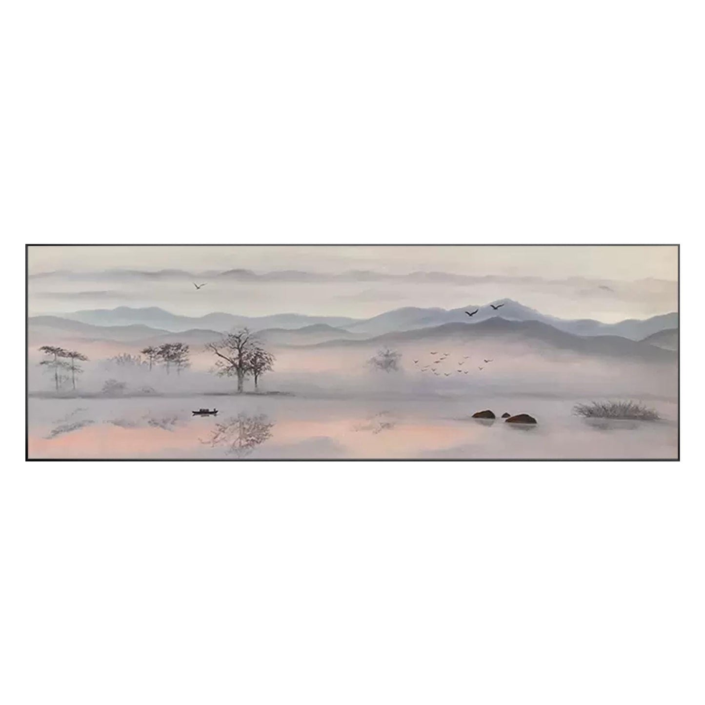 Landschapsschilderkunst zonsopgang berg: lange horizontale canvaskunst #18