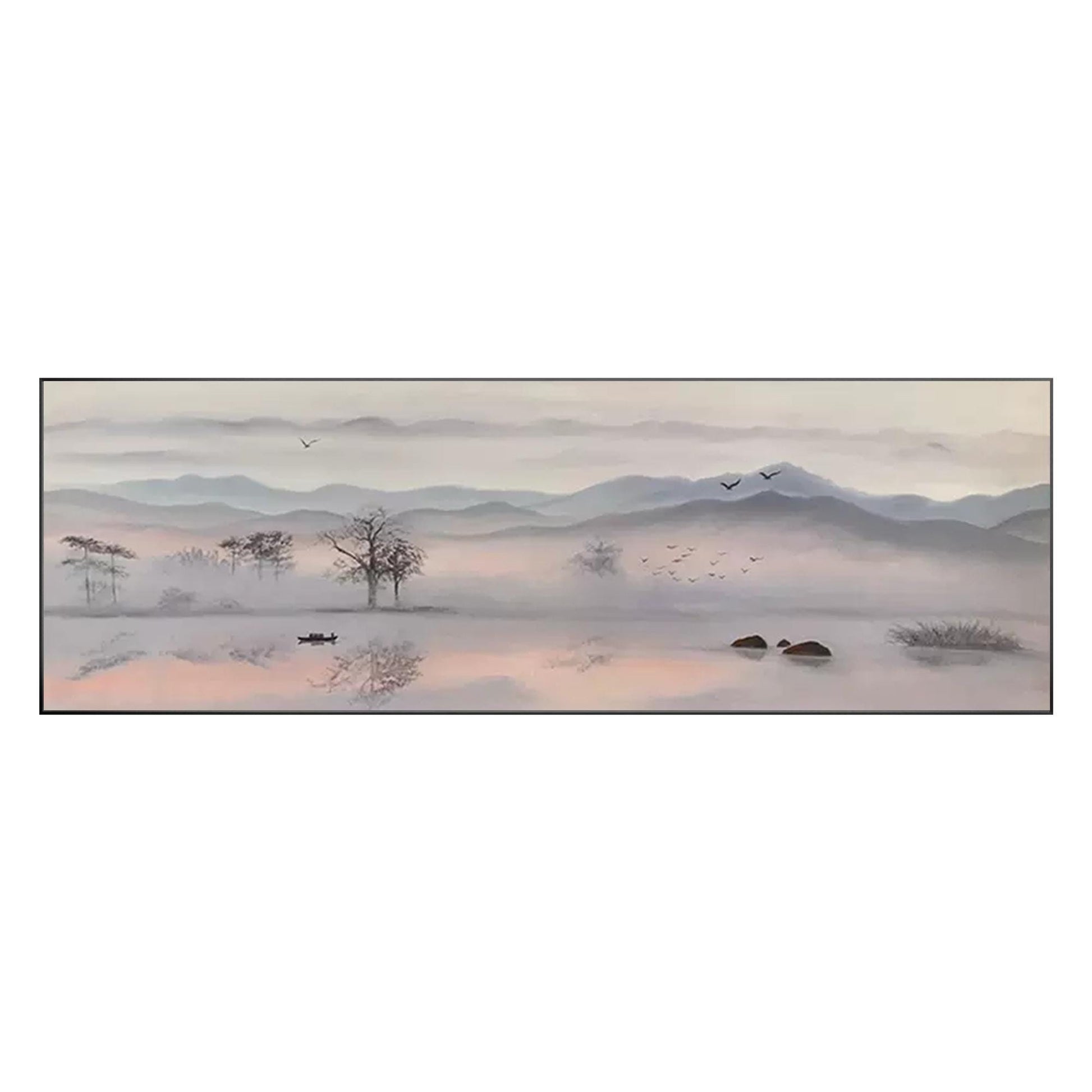 Landschapsschilderkunst zonsopgang berg: lange horizontale canvaskunst #18
