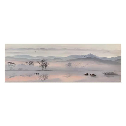 Landschapsschilderkunst zonsopgang berg: lange horizontale canvaskunst #8
