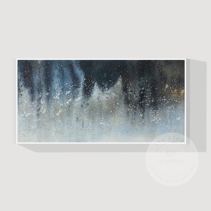 Large Abstract Canvas Painting, Navy Blue and Gold Wall Art, Elegant Modern Home #7