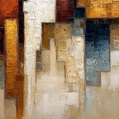 FRONTIER ECHOES: Large Textured Abstract Figurative Palette Knife Painting | rectangular format, hand-painted canvas edge