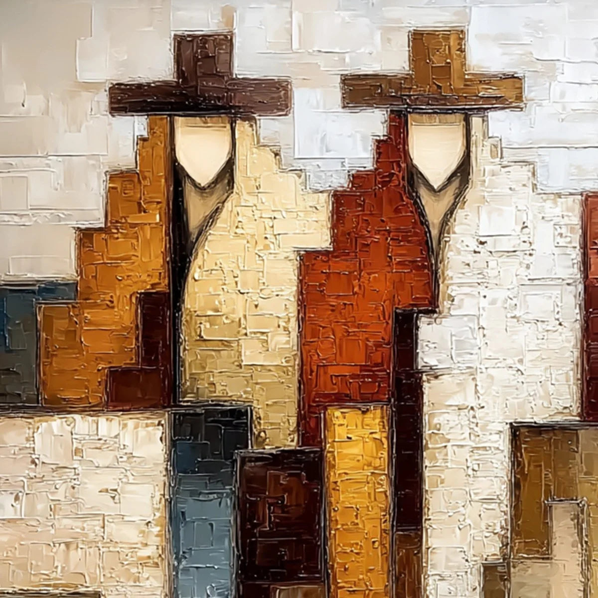 FRONTIER ECHOES: Large Textured Abstract Figurative Palette Knife Painting | rolled canvas, ready for custom framing