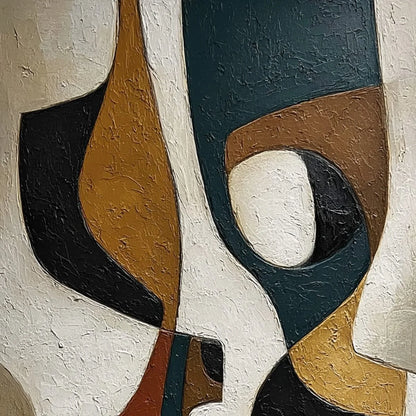 CONVERGENCE: Large Textured Geometric Abstract Oil Painting | rectangular format, hand-painted canvas edge