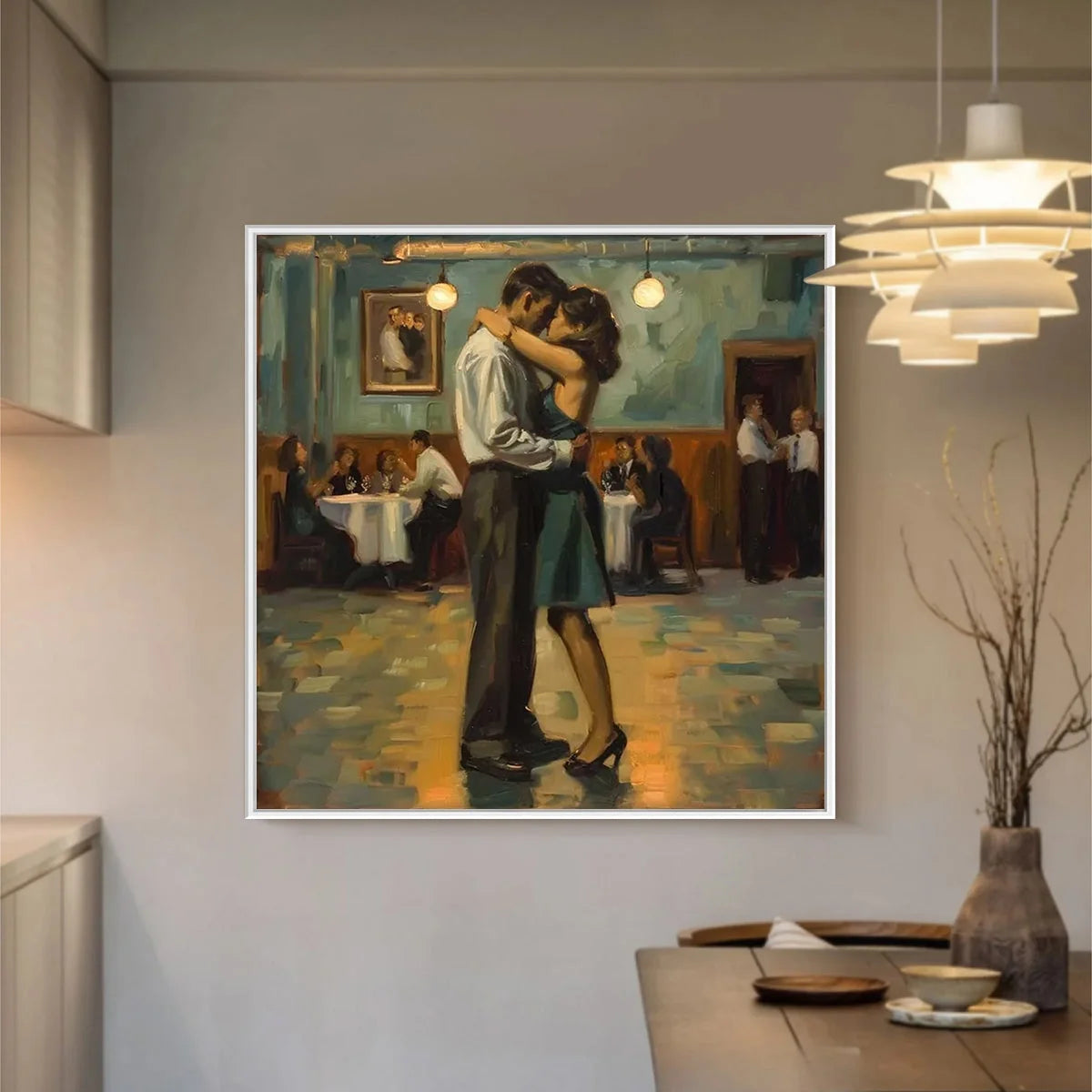 LAST DANCE: Romantic Figurative Oil Painting of Couple Dancing | Figurative closeup, raised brushwork detail