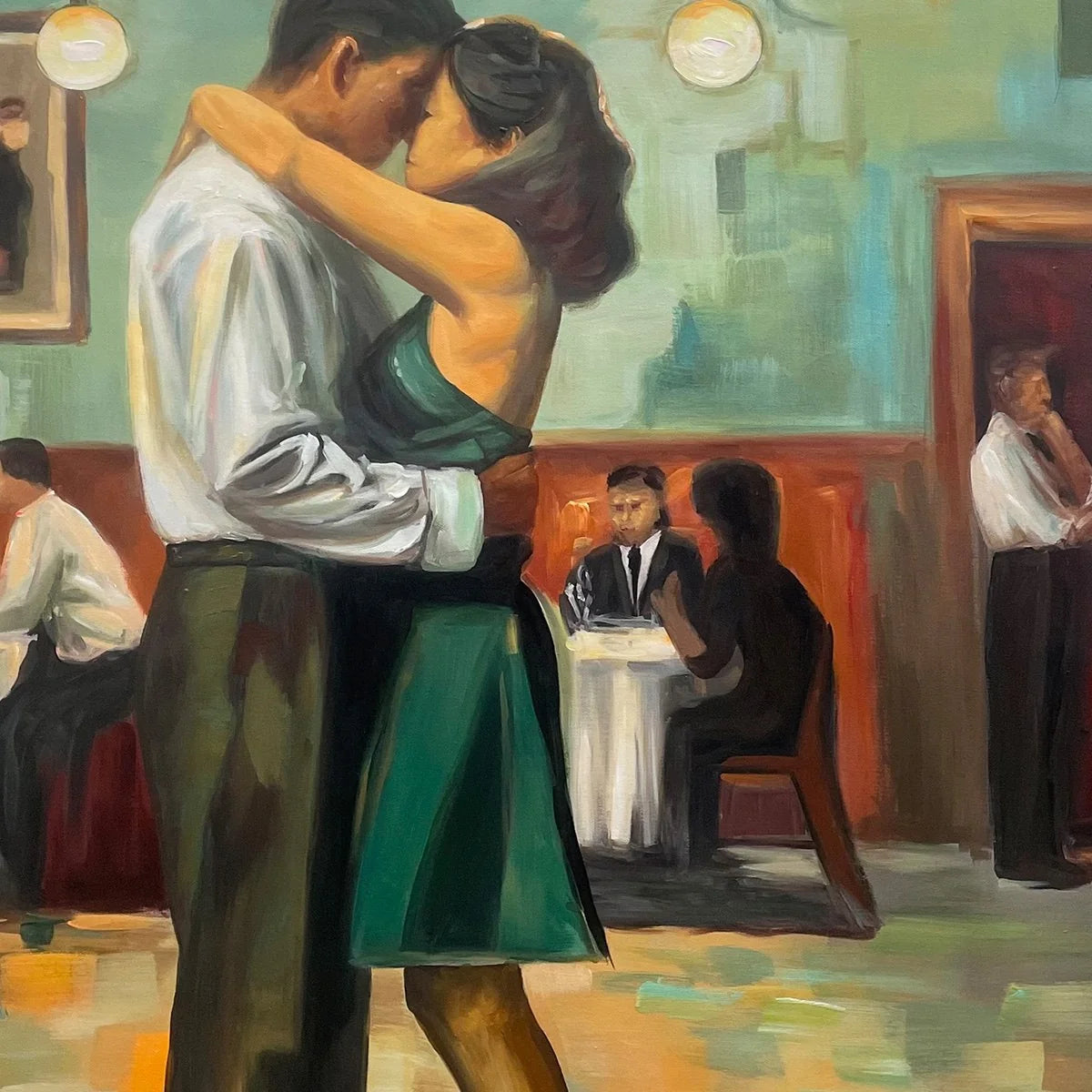 LAST DANCE: Romantic Figurative Oil Painting of Couple Dancing | rolled canvas, ready for custom framing