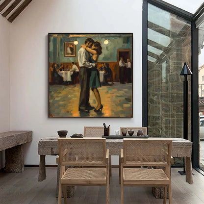 LAST DANCE: Romantic Figurative Oil Painting of Couple Dancing | multi-color palette, original oil on stretched canvas art