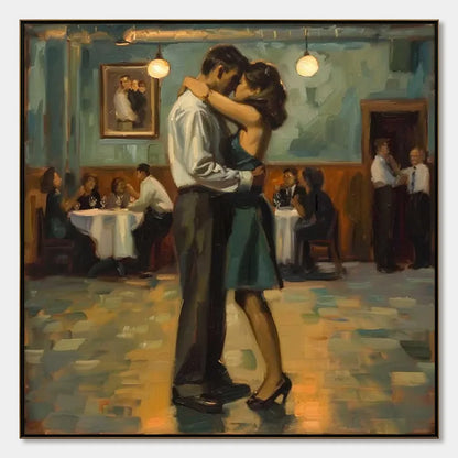 LAST DANCE: Romantic Figurative Oil Painting of Couple Dancing | hanging in living room, Figurative wall art