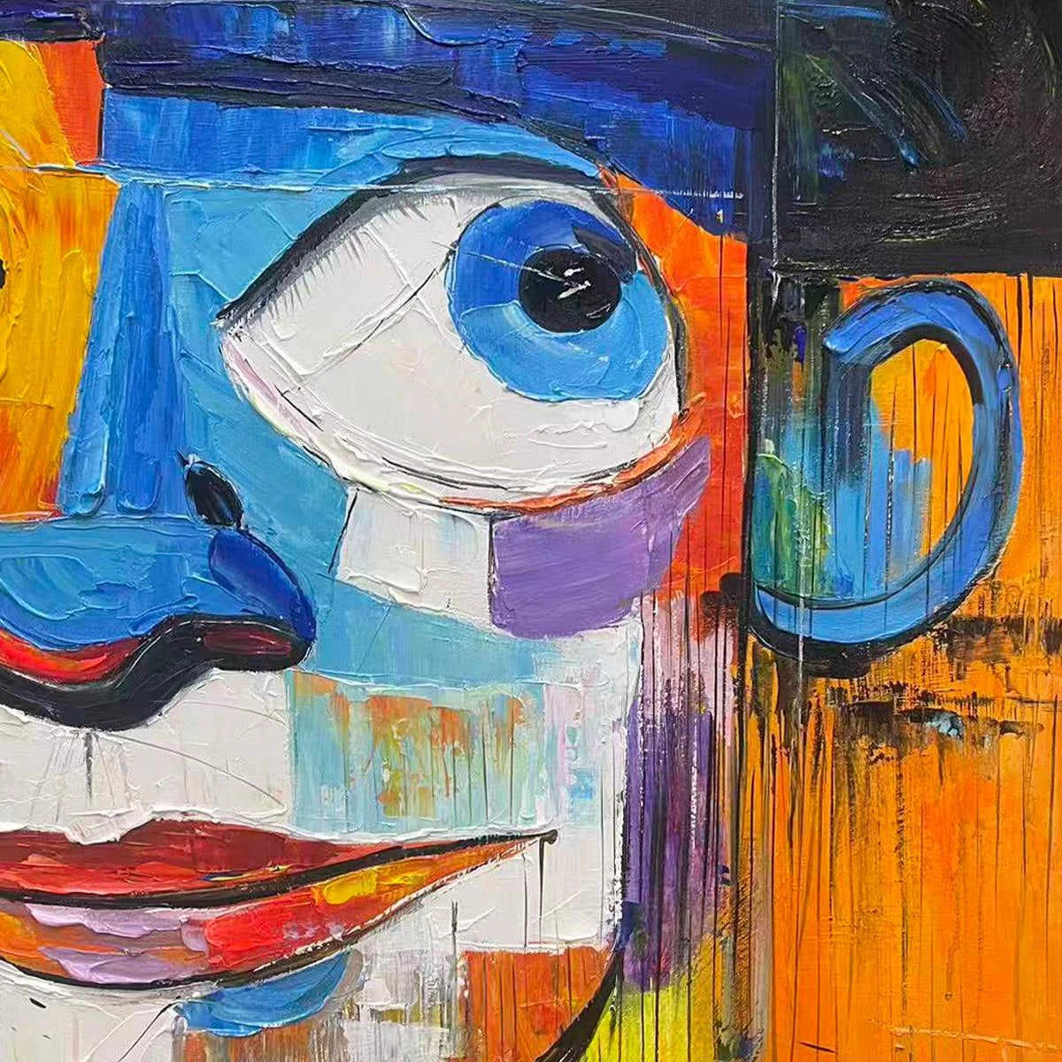 LAUGHING EYES: Textured Impasto Clown Portrait Oil Painting | rolled canvas, ready for custom framing