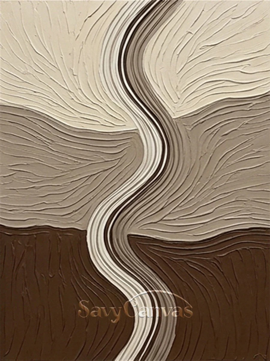 Layered Earth Tone Abstract 3D Textured Wall Art shown as textured wall art with a clear view of the artwork, color palette, and hand-finished canvas surface.