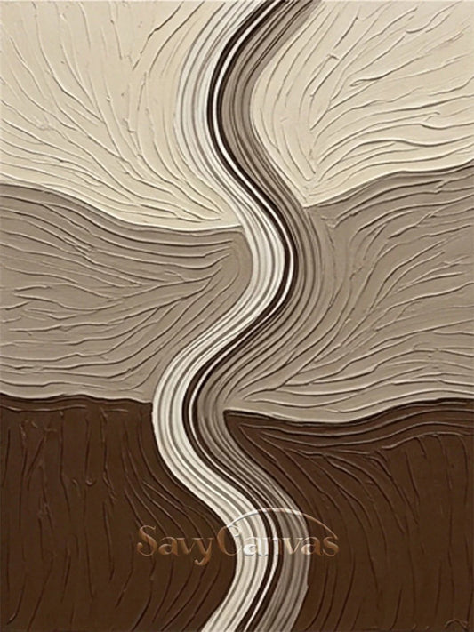 Layered Earth Tone Abstract 3D Textured Wall Art shown as textured wall art with a clear view of the artwork, color palette, and hand-finished canvas surface.