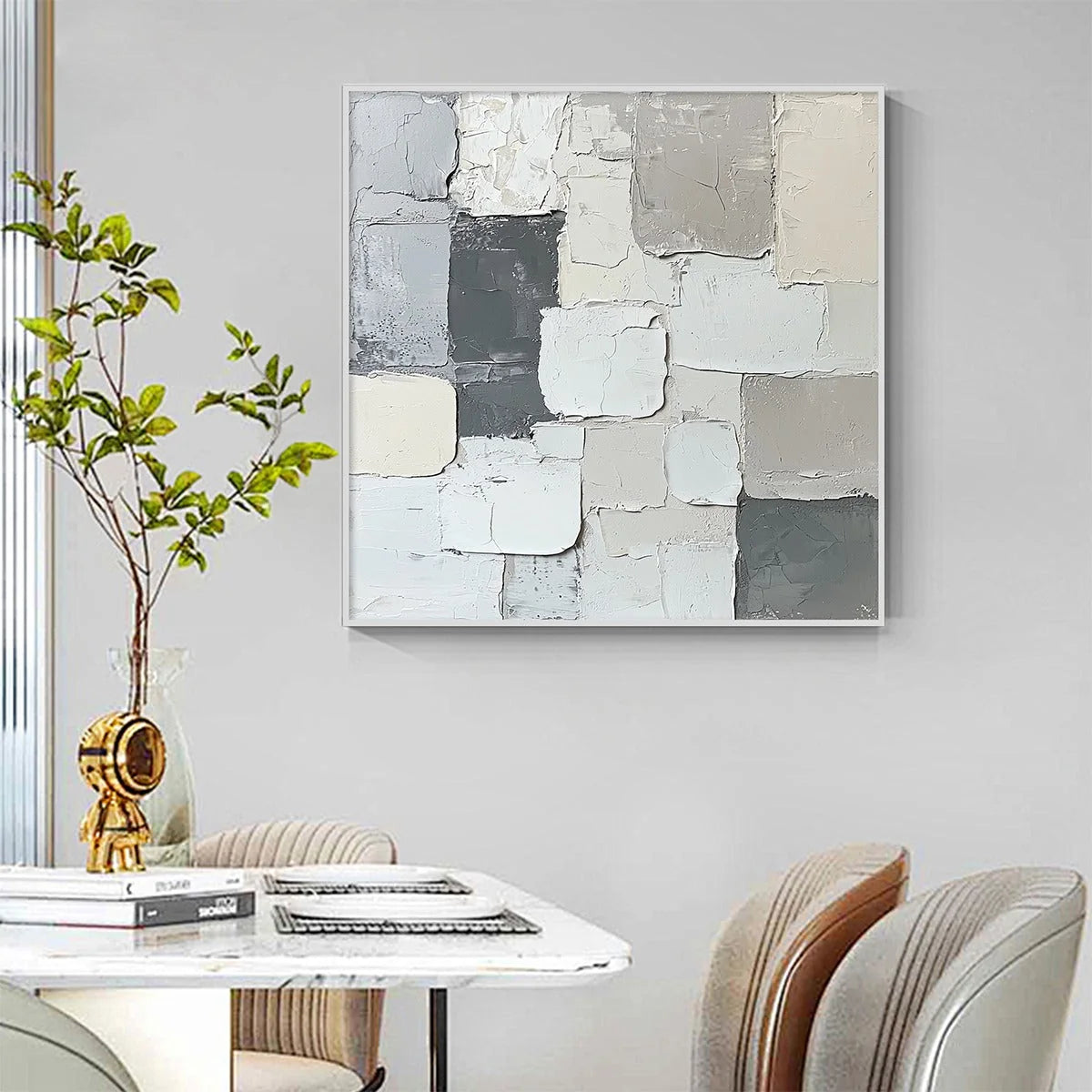 LAYERED HARMONY: Textured Abstract Oil Painting | Abstract mood, soft natural light studio shot